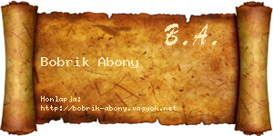 Bobrik Abony névjegykártya